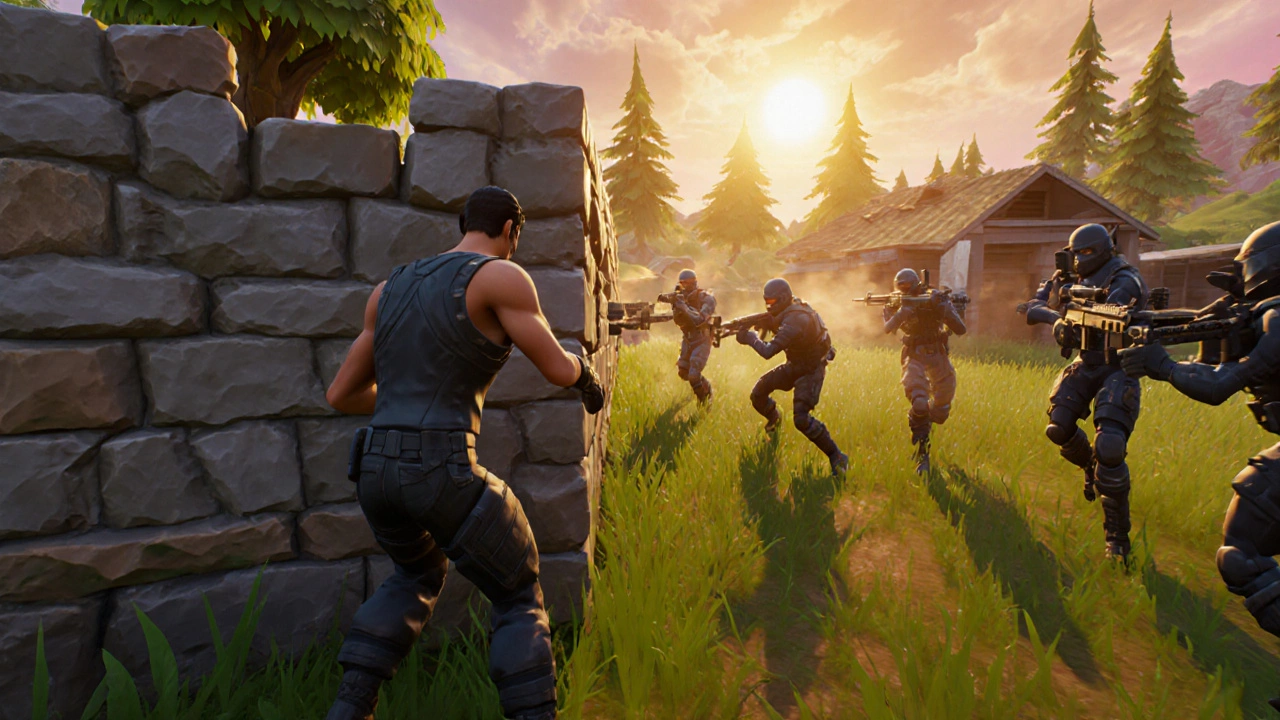 Игрок в Fortnite обманывает врагов, создавая ложную угрозу, пока сам незаметно атакует с другой стороны.