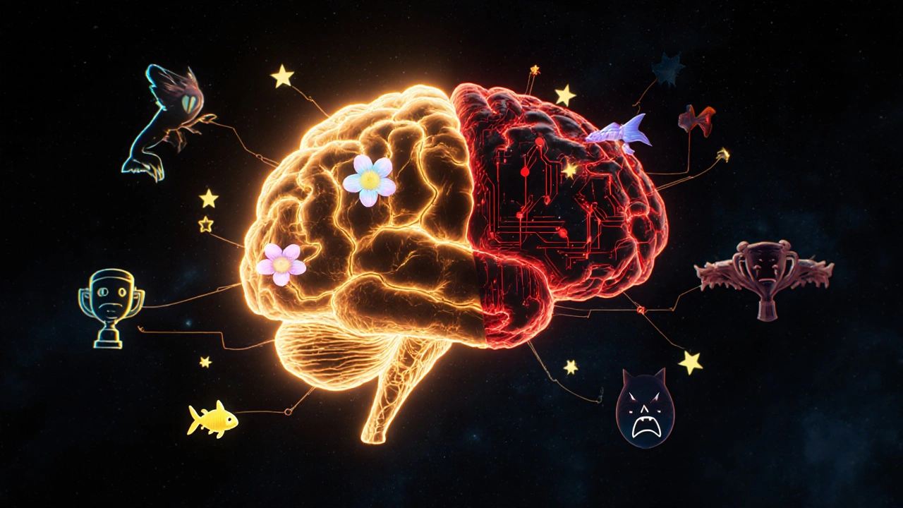 Абстрактный мозг, разделённый на мир спокойных игр и мир конкурентных шутеров.