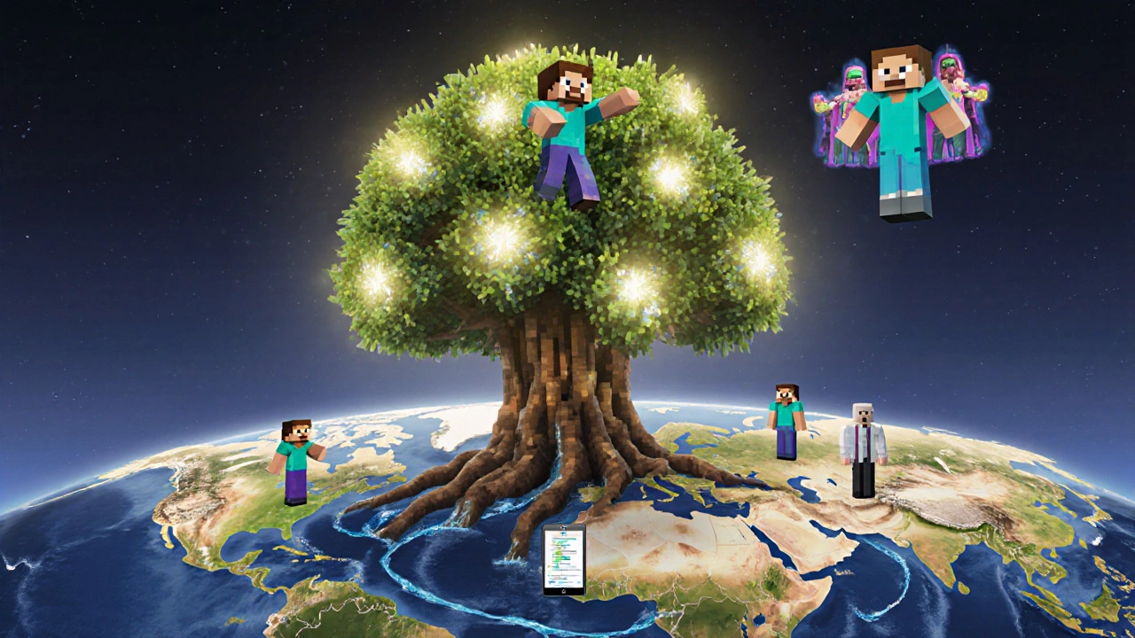Minecraft как живое дерево, соединяющее людей по всему миру.