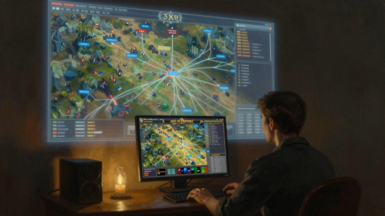 Игрок мысленно предвидит ходы соперника, видя будущие сценарии как прозрачные проекции над экраном.