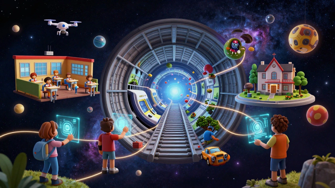 Roblox — вселенная из множества игровых миров, плавающих в космосе, где люди взаимодействуют через голографические интерфейсы.