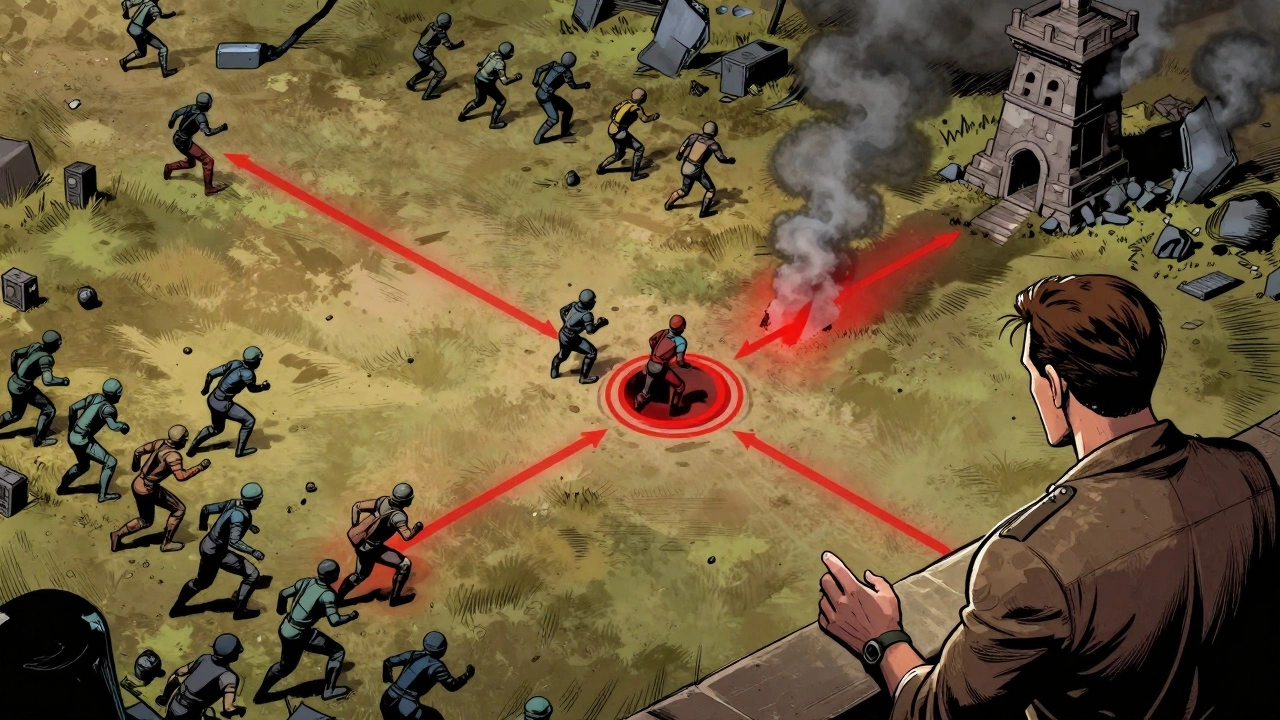 Стратегические силы обходят врага, который атакует ловушку, оставленную без защиты.